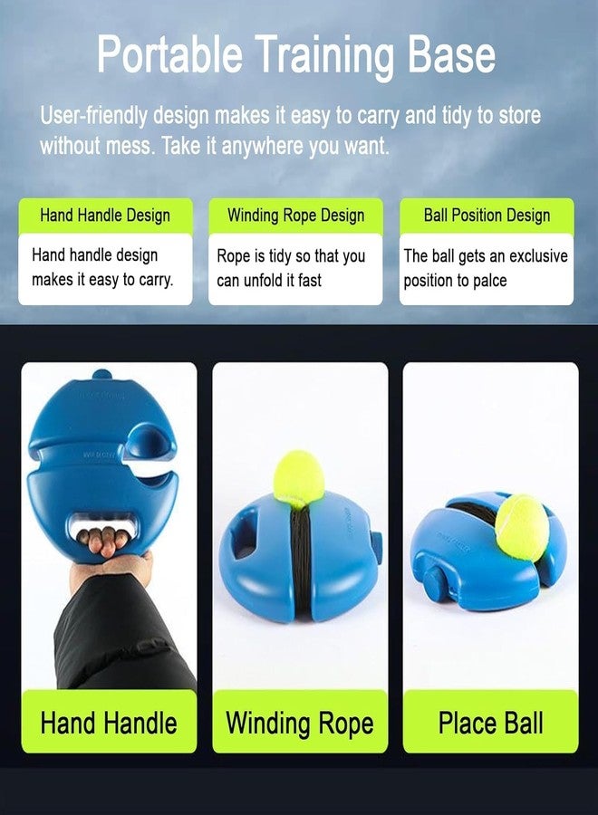 Veemok Tennis Ball Rebounder with Elastic Rope - Solo Tennis Trainer for Adults & Kids, Portable Tennis Practice Equipment for Solo Training Bounce Back Tennis Ball Rebounder | Beginners - Image 4