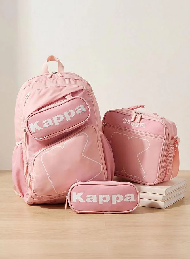 كابا Logo Print 3-Piece School Backpack Set For Kids 13 Years+ With Lunch Bag And Pencil Pouch