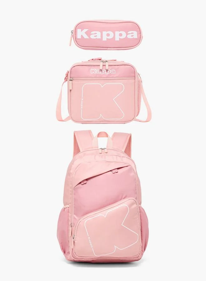 كابا Logo Print 3-Piece School Backpack Set For Kids 13 Years+ With Lunch Bag And Pencil Pouch