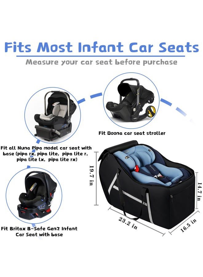 SINVICKO Infant Car Seat Travel Bag For Airplane Compatible With All Nuna Pipa And Base,Chicco Keyfit 30 Base, Padded Bags Air Travel,Car Gate Check Side Pocket, Black - Image 5