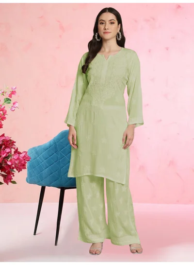 Alaya Women Hand Embroidered Lucknowi Chikankari Modal Kurta Set AL3662