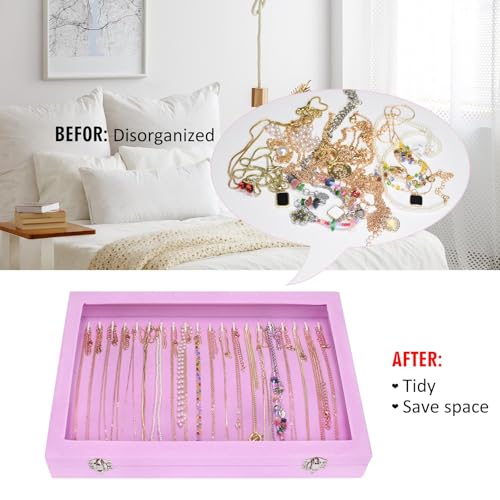 Vicoter Velvet Necklace Display Jewelry Tray 20 Hook Necklace Tray Necklace Pendant Jewelry Tray for Women and Girls - Image 5