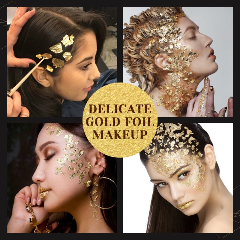EELHOE Gold Foil Flakes 10Pcs Bag Imitation Metallic Foil Flakes for Resin Jewelry Making - Shiny Texture Effect for Nails Art Painting Home Decoration Crafts - Image 4