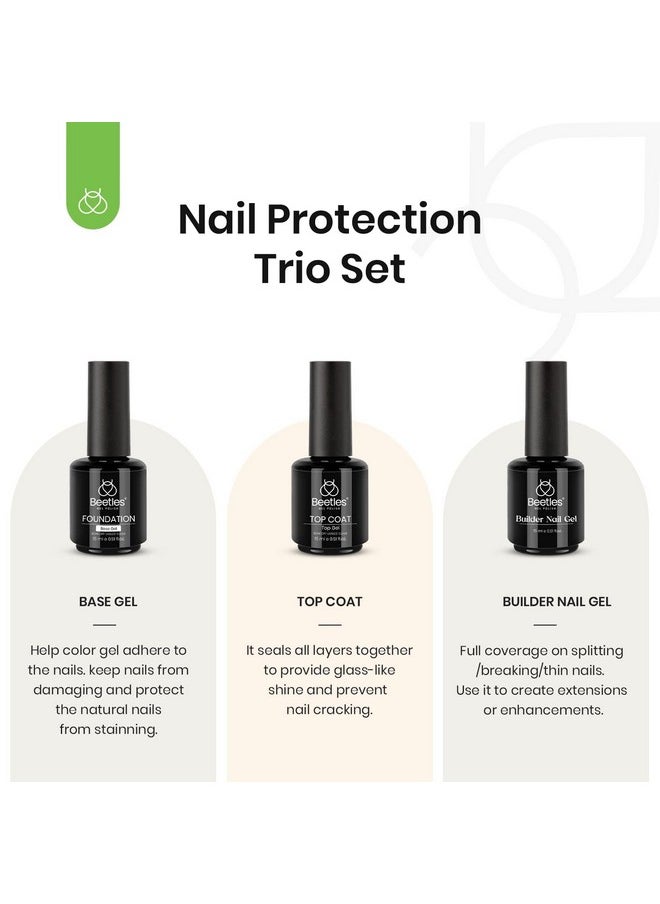 beetles Gel Polish Beetles 3Pcs 15Ml Top And Base Coat Builder Nail Gel Set No Wipe Gel Top Coat Base Gel Builder Extension Gel For Nails Shine Finish And Long Lasting Nail Protection Soak Off Led Gel Glossy Gel  - Image 2