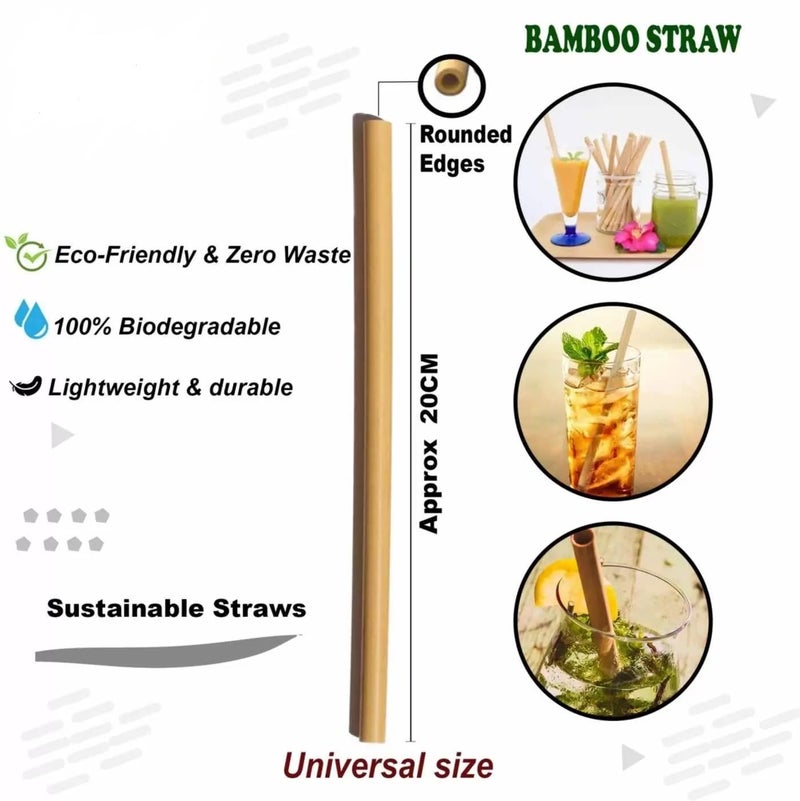 Eco-Friendly Bamboo Straws Reusable – Natural Biodegradable Drinking Straws for Juice & Coffee (Pack of 25pcs) - Image 4