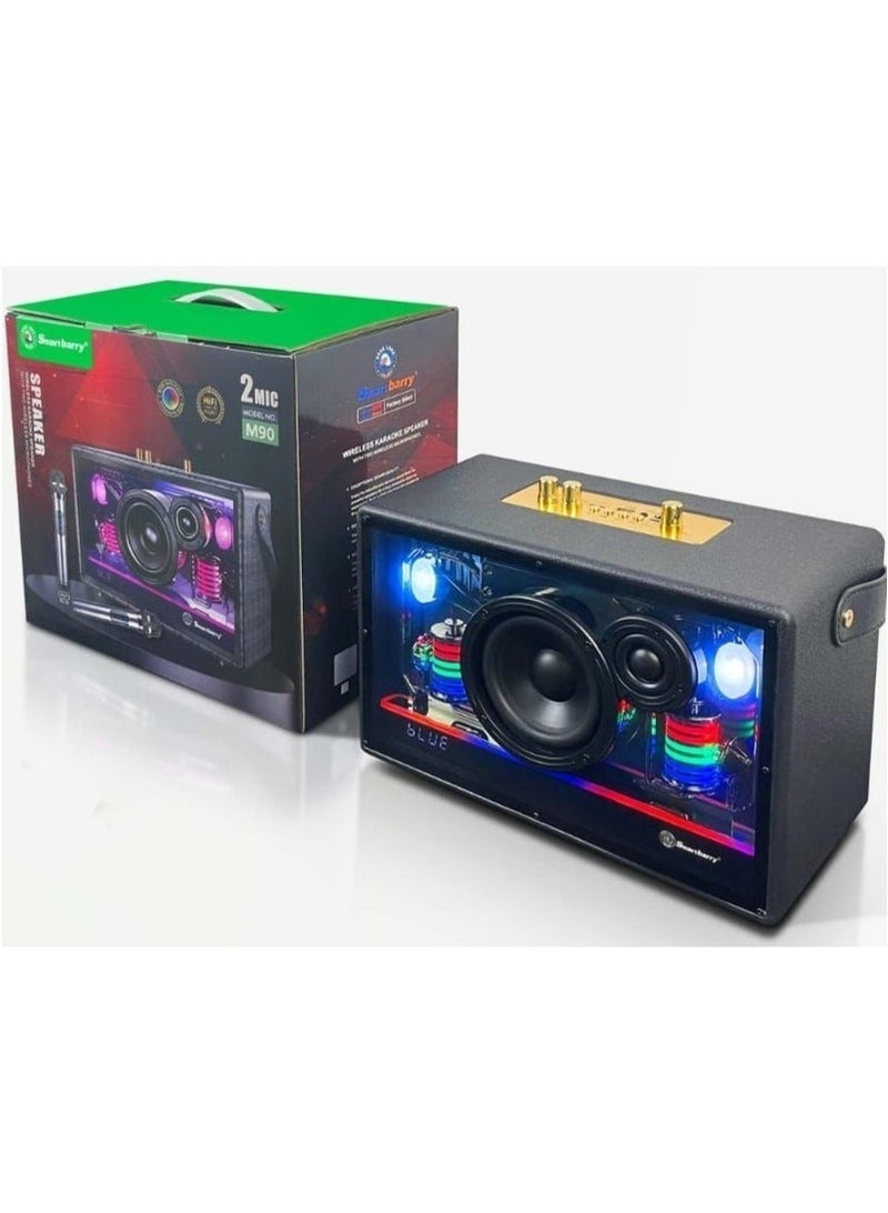 Smart Berry M90 Portable Wireless Bluetooth Karaoke Speaker with Deep Bass, Dual Wireless Microphones, Long Battery Life, Powerful Sound – Ideal for Home, Outdoor Events & Parties - Image 1