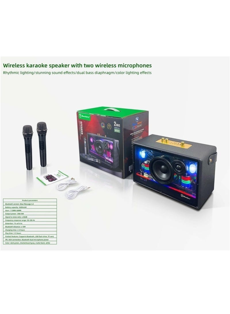 Smart Berry M90 Portable Wireless Bluetooth Karaoke Speaker with Deep Bass, Dual Wireless Microphones, Long Battery Life, Powerful Sound – Ideal for Home, Outdoor Events & Parties - Image 2