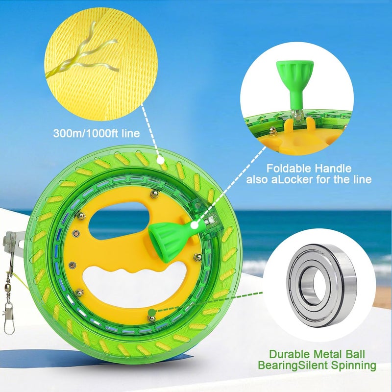Honbo Kite String Spool for Adults and Kids,Kite String Reel with Bearing Structure, Foldable Handle, 300m/1000ft Line - Ideal Kite Flying Accessories - Image 4