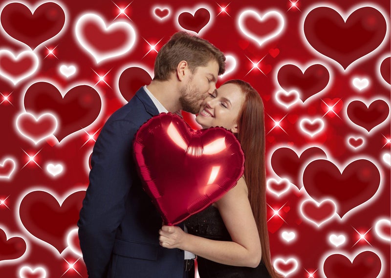 CINRAY Red Heart Photo Backdrop 8x6FT Valentines Decorations Early 2000s Background for Photography 90s Women Happy Birthday Banner Old School Valentines Selfile Wall Decor - Image 5