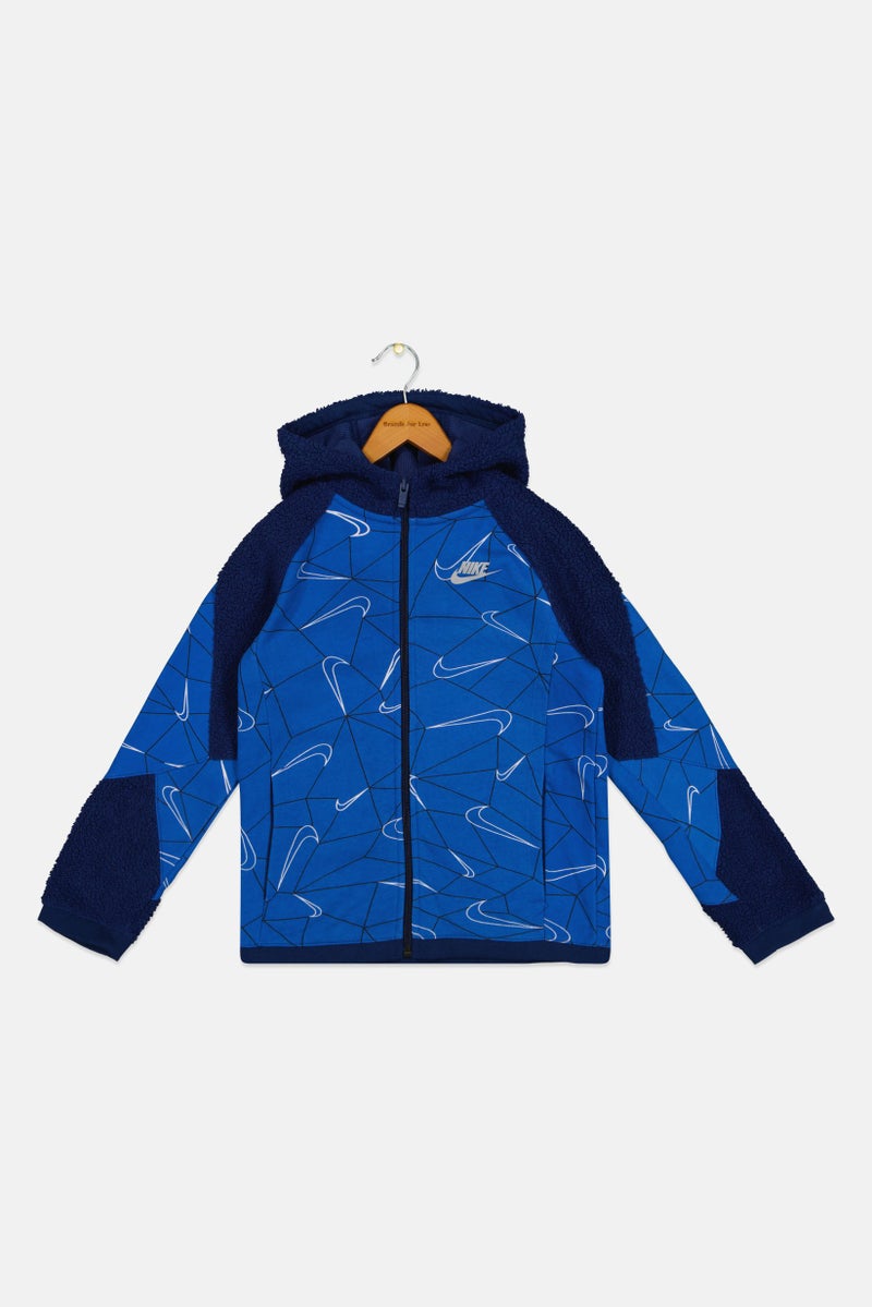 Nike Kids Boy Long Sleeve Training Hooded Jackets, Blue - Image 2