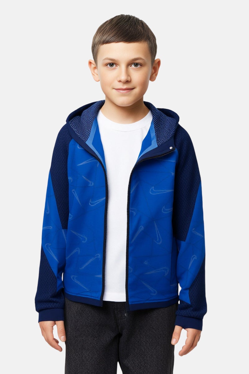 Nike Kids Boy Long Sleeve Training Hooded Jackets, Blue - Image 1