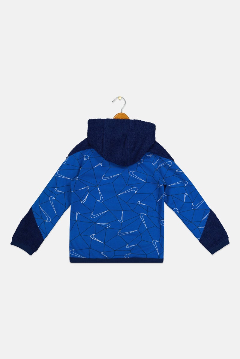 Nike Kids Boy Long Sleeve Training Hooded Jackets, Blue - Image 3