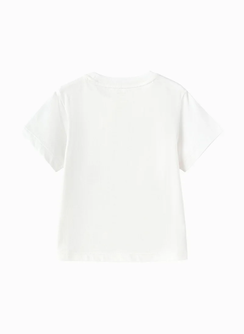 Balabala White Toddler Unisex Round v-neck short-sleeved T-shirt  | Best Price UAE