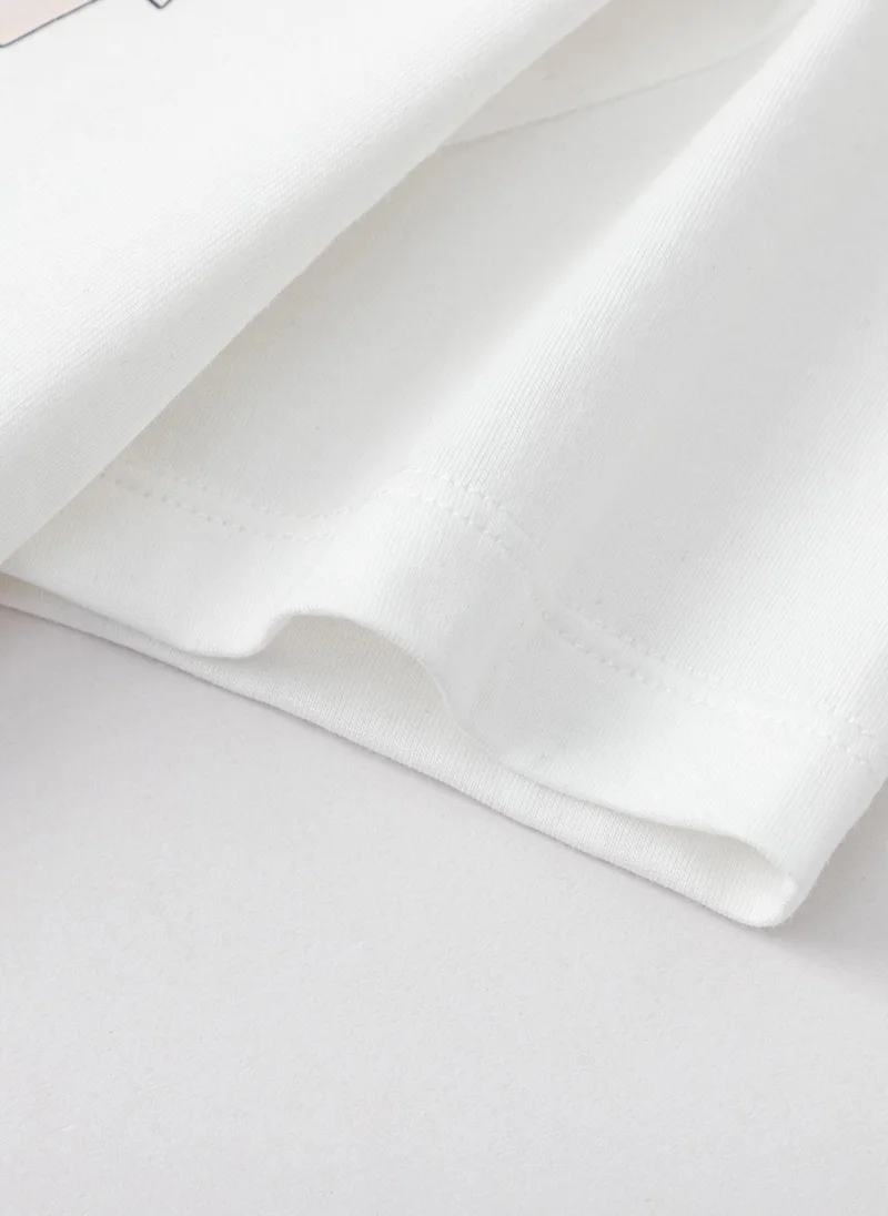 Balabala White Toddler Unisex Round v-neck short-sleeved T-shirt  | Best Price UAE