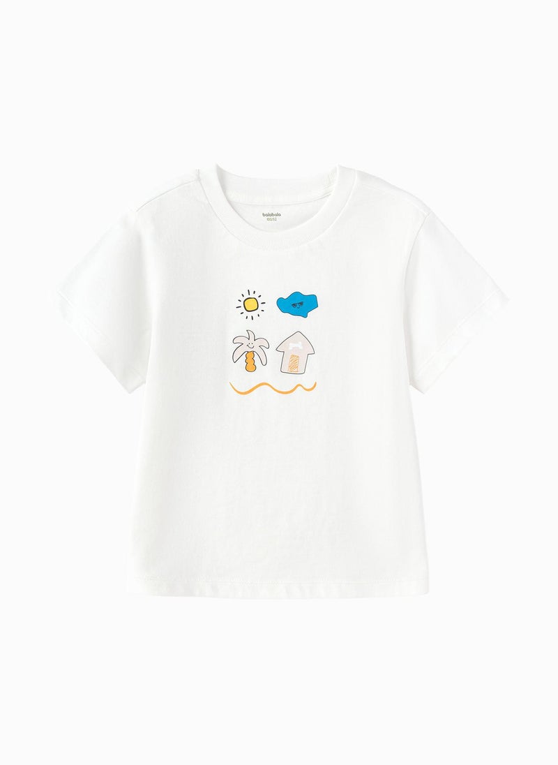 Balabala Toddler Unisex Round neck short-sleeved T-shirt - Image 1