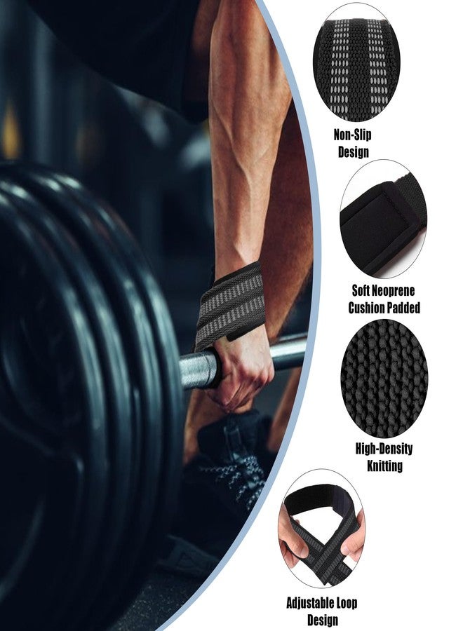 IMAGERIO 4 Pack Lifting Wrist Straps for Weightlifting, Lifting Straps for Gym Strength Training,Deadlifts,Workout, Men & Women Neoprene-padded Wrist Cushion Cotton Lift Straps with Anti-Skid Silicone -Black - Image 4