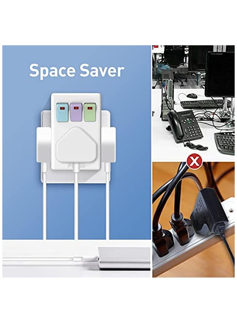 محول مكون من ثلاث منافذ، محول منفذ تمديد متعدد بمفاتيح، 13 أمبير، إنجلترا 3 منافذ على شكل مفتاح، محولات منافذ الجدار الثلاثية، محول منافذ قوة تمديد للمنزل والمكتب. - Image 4