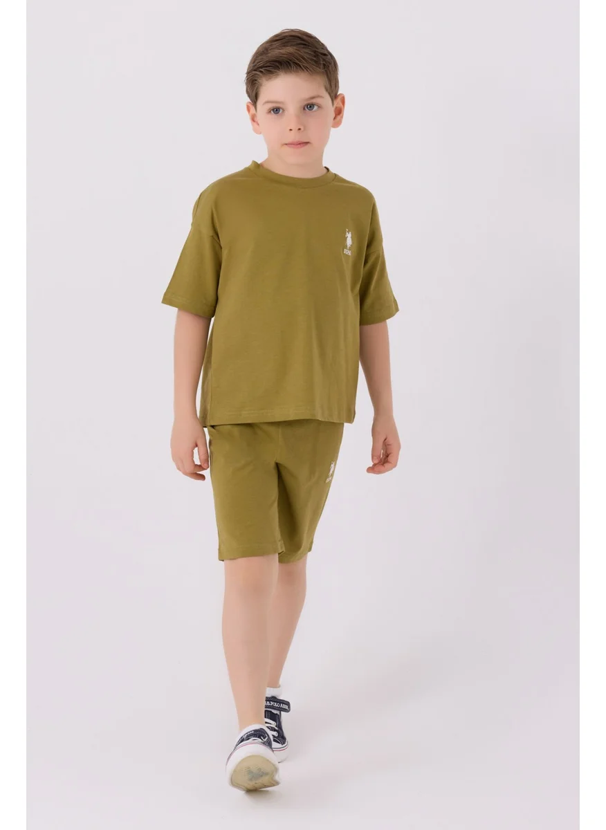 يو اس بولو اسن Boys' Henna Green Bermuda Set