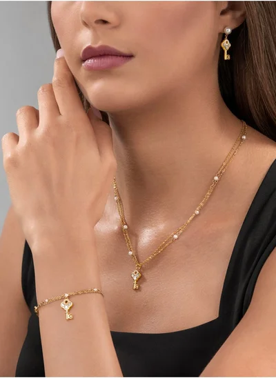 CERRUTI 1881 Gabriella Gold Plated Small Necklace for Women with Crystals