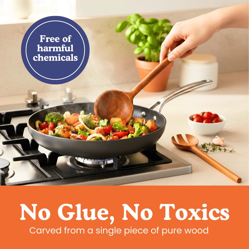 Ziruma Non-Toxic Cooking Utensils â€“ 6-Piece Kitchen Utensils Set, Glue-Free & One-Piece Wooden Spoons for Cooking, Natural Wooden Utensil Set with Plant-Based Finish, Free of Forever Chemicals - Image 2
