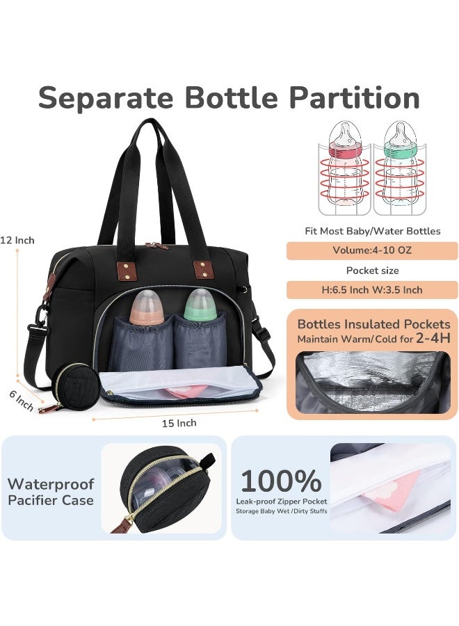 Tenot Diaper Bag Tote with Pacifier Case, Large Tote Diaper Bag for Women with Shoulder Straps - Image 2
