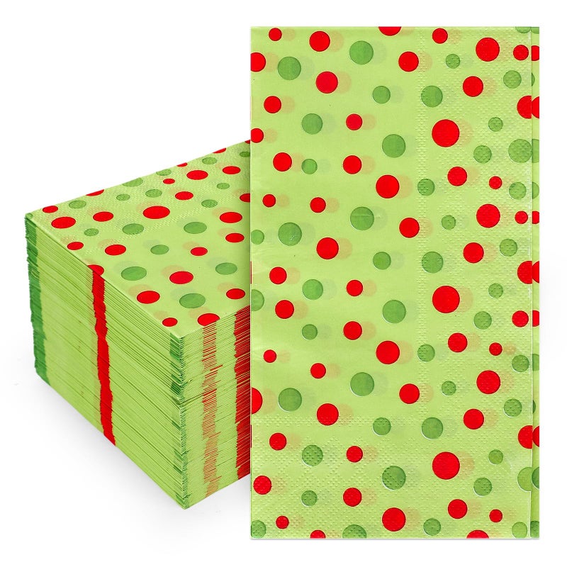 AnyDesign 80Pcs Christmas Guest Napkins Red Green Xmas Polka Dots Disposable Dinner Hand Towel Paper Napkins for Bathroom Wedding Birthday Party Table Supplies - Image 1