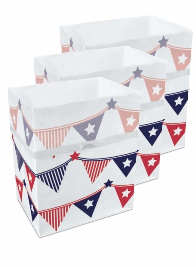 Clean Cubes 13 Gallon Trash Cans & Recycle Bins for Sanitary Garbage Disposal. Disposable Containers for Parties, Events, Recycling, and More. 3 Pack (USA Flag) - Image 1