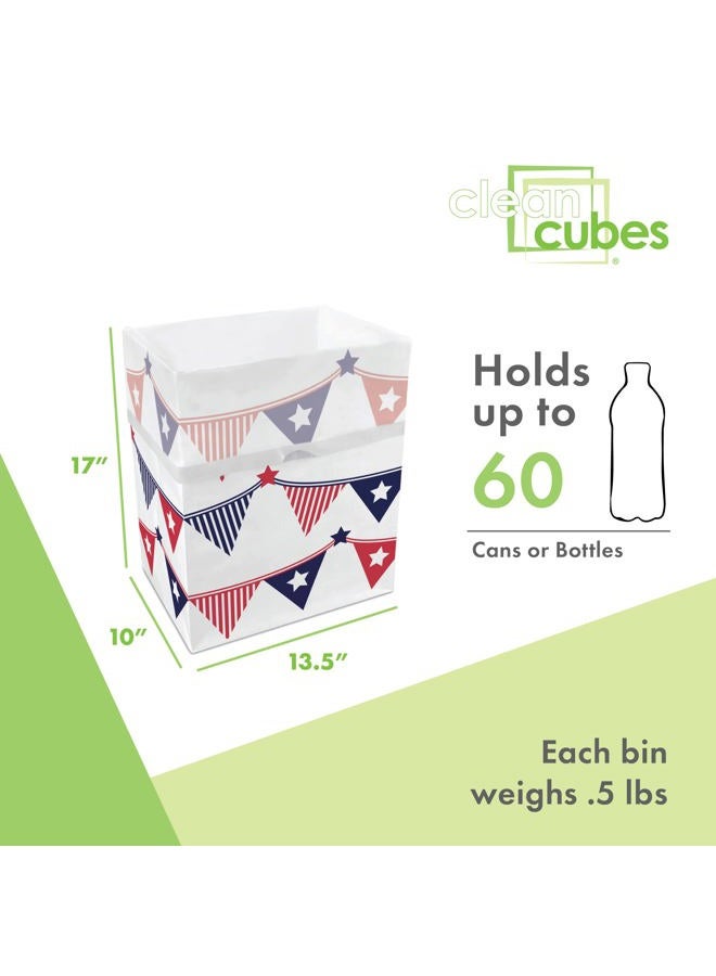 Clean Cubes 13 Gallon Trash Cans & Recycle Bins for Sanitary Garbage Disposal. Disposable Containers for Parties, Events, Recycling, and More. 3 Pack (USA Flag) - Image 4