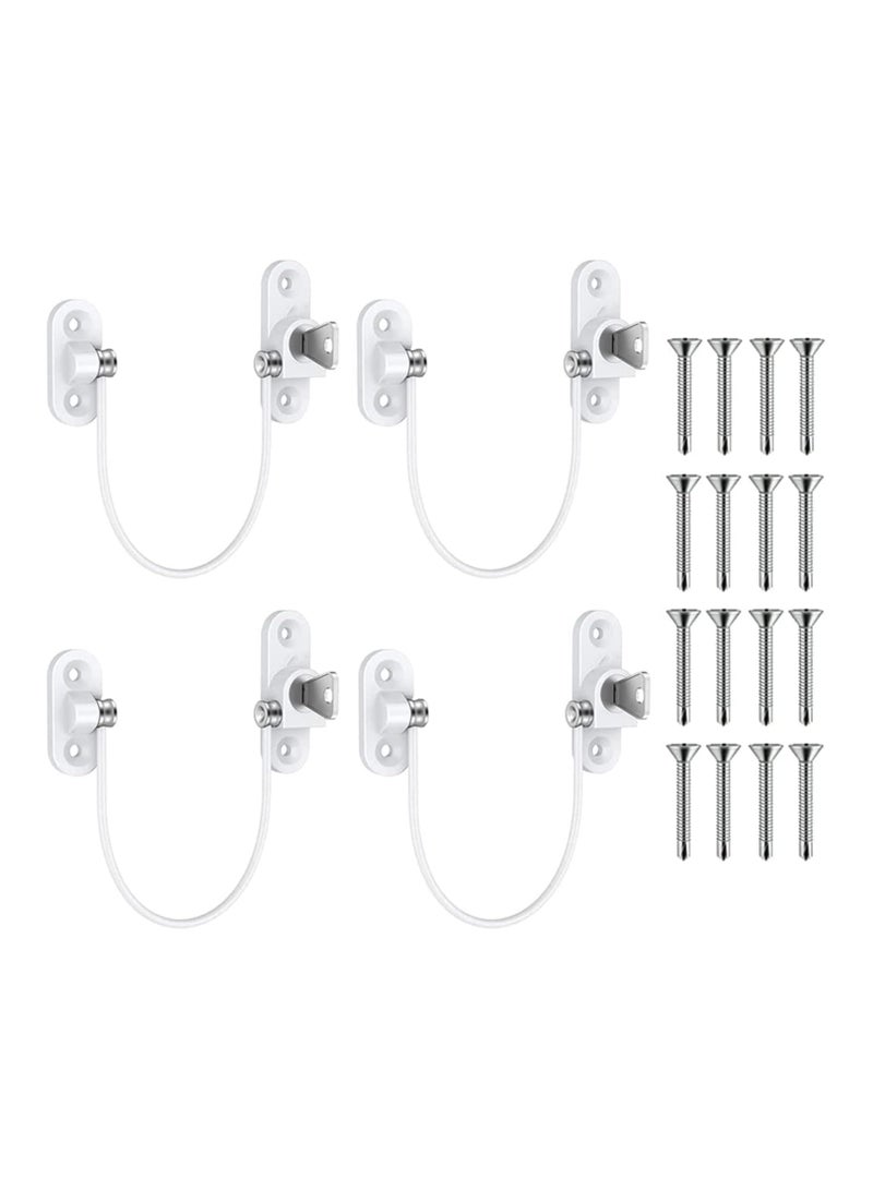 أوزيغالور 4 قطع من أقفال تقييد النوافذ - قفل أمان للأطفال مع مفاتيح وبراغي (أبيض) - Image 1