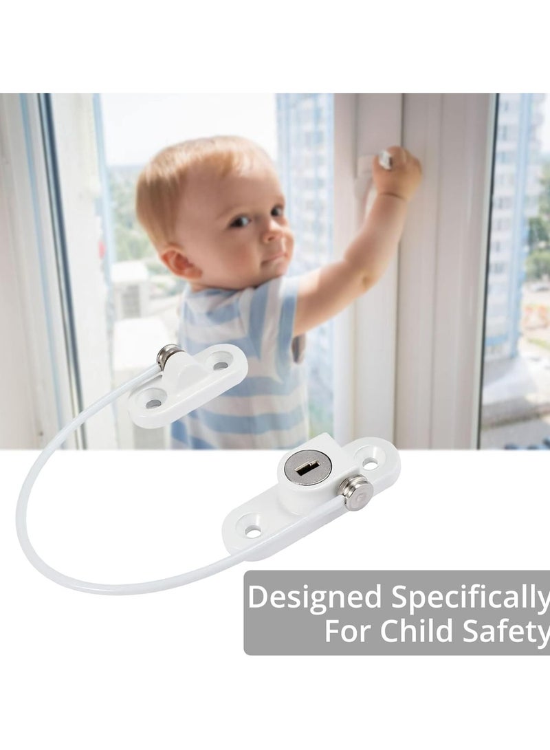 أوزيغالور 4 قطع من أقفال تقييد النوافذ - قفل أمان للأطفال مع مفاتيح وبراغي (أبيض) - Image 2