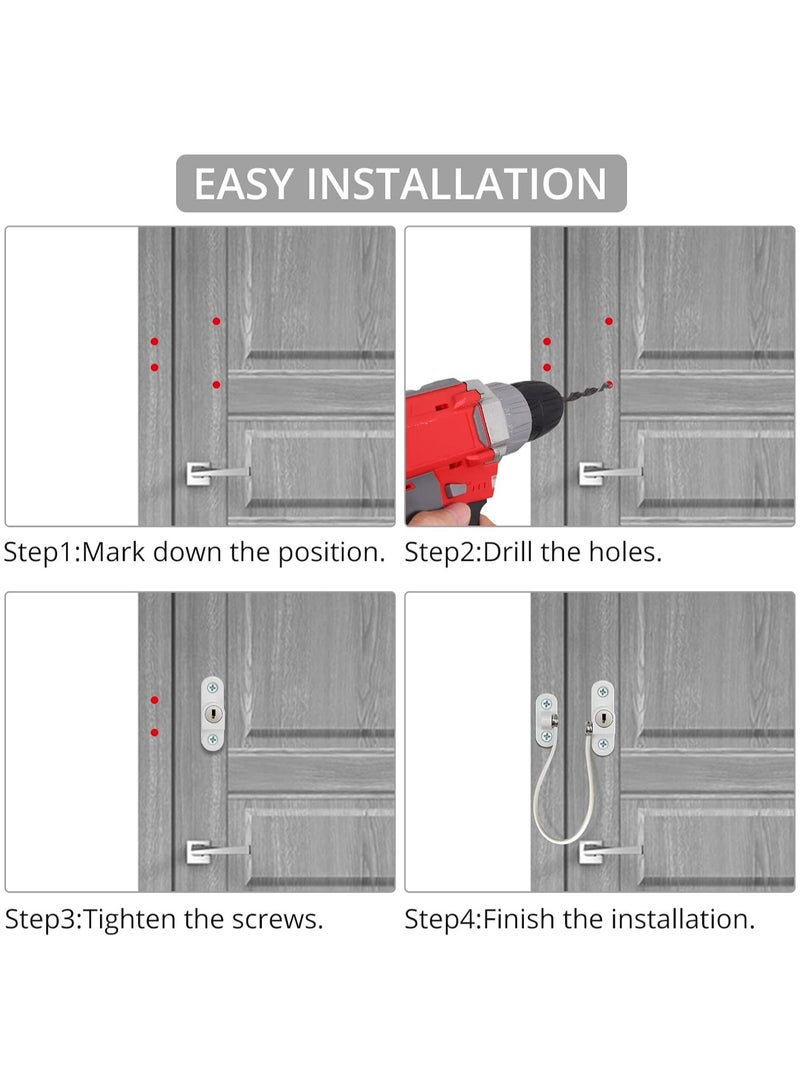 أوزيغالور 4 قطع من أقفال تقييد النوافذ - قفل أمان للأطفال مع مفاتيح وبراغي (أبيض) - Image 3