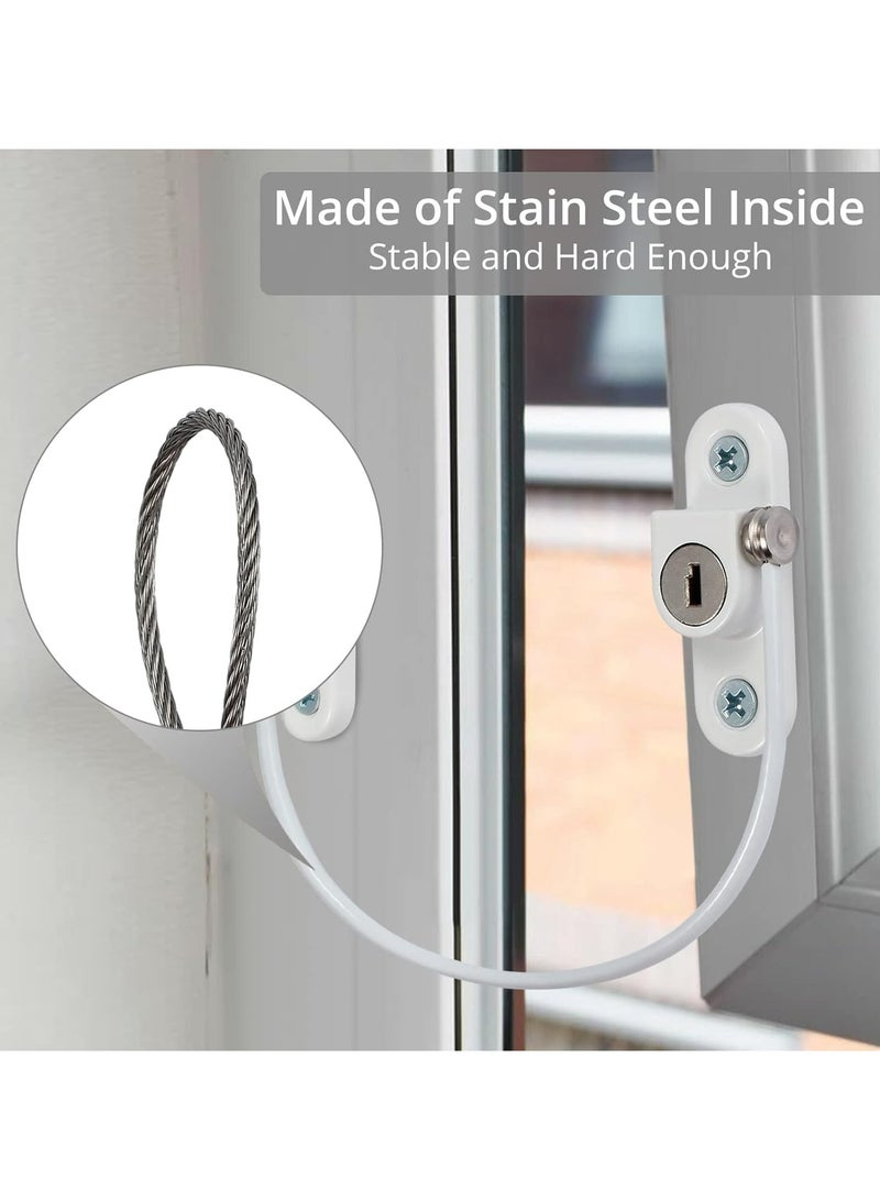 أوزيغالور 4 قطع من أقفال تقييد النوافذ - قفل أمان للأطفال مع مفاتيح وبراغي (أبيض) - Image 4