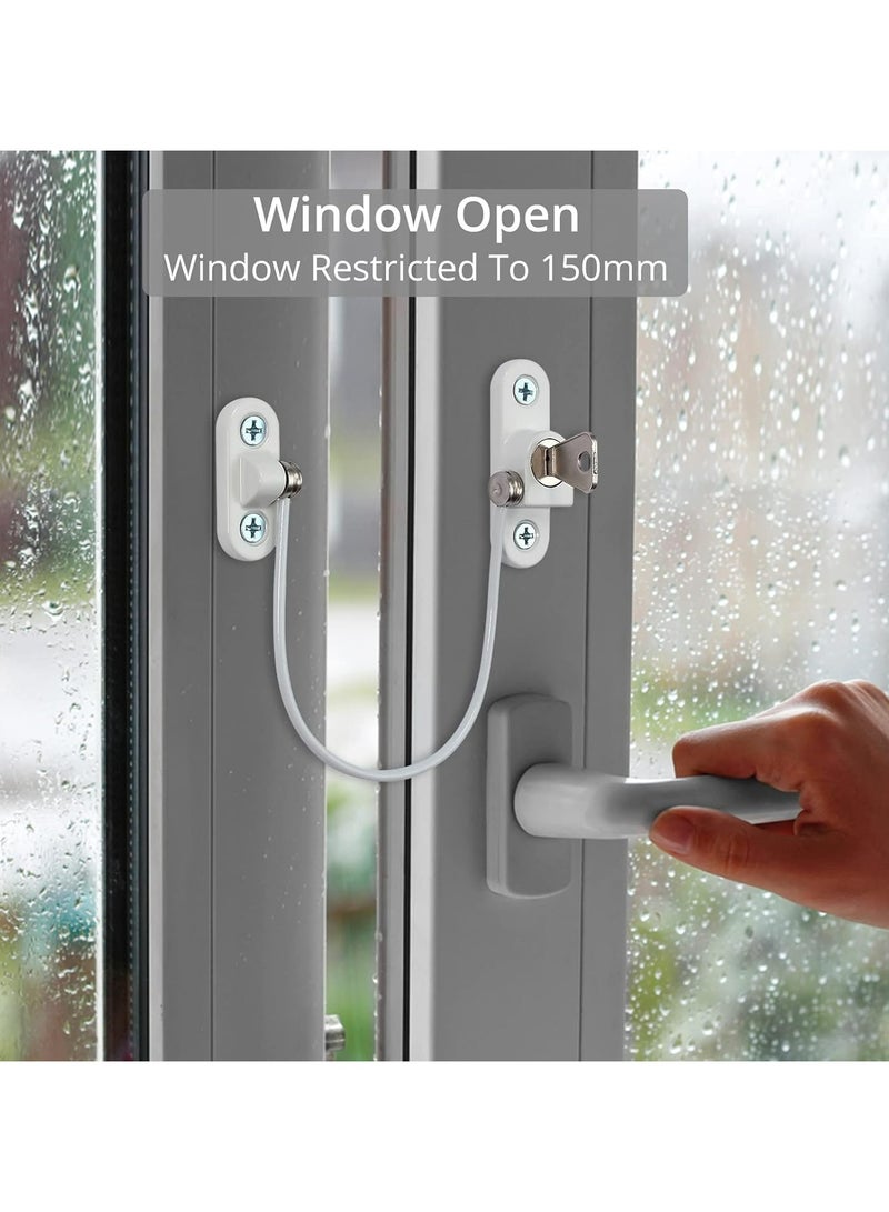 أوزيغالور 4 قطع من أقفال تقييد النوافذ - قفل أمان للأطفال مع مفاتيح وبراغي (أبيض) - Image 5
