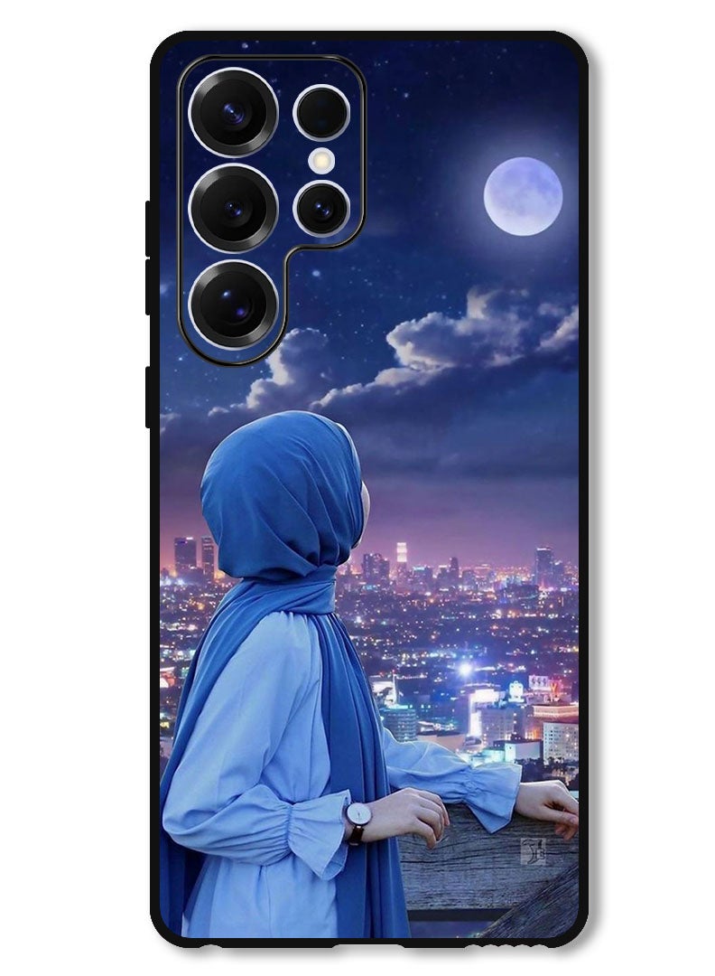 Theodor Protective Case Anti Scratch Shock Proof Bumper Cover For Samsung Galaxy S25 Ultra Hijab Girl Looking at Moon - Image 1