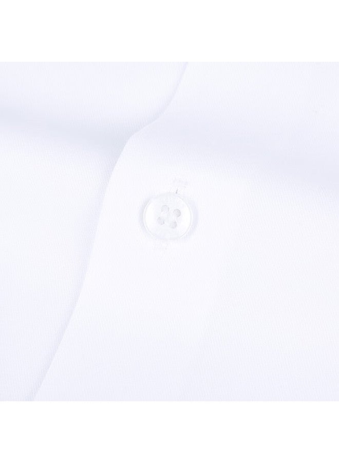 Tries Men's Long-sleeve Shirt, Modal Silk Business Solid Color Embroidered Professional White Shirt, Oriental Minimalist Luxury Style - Image 3