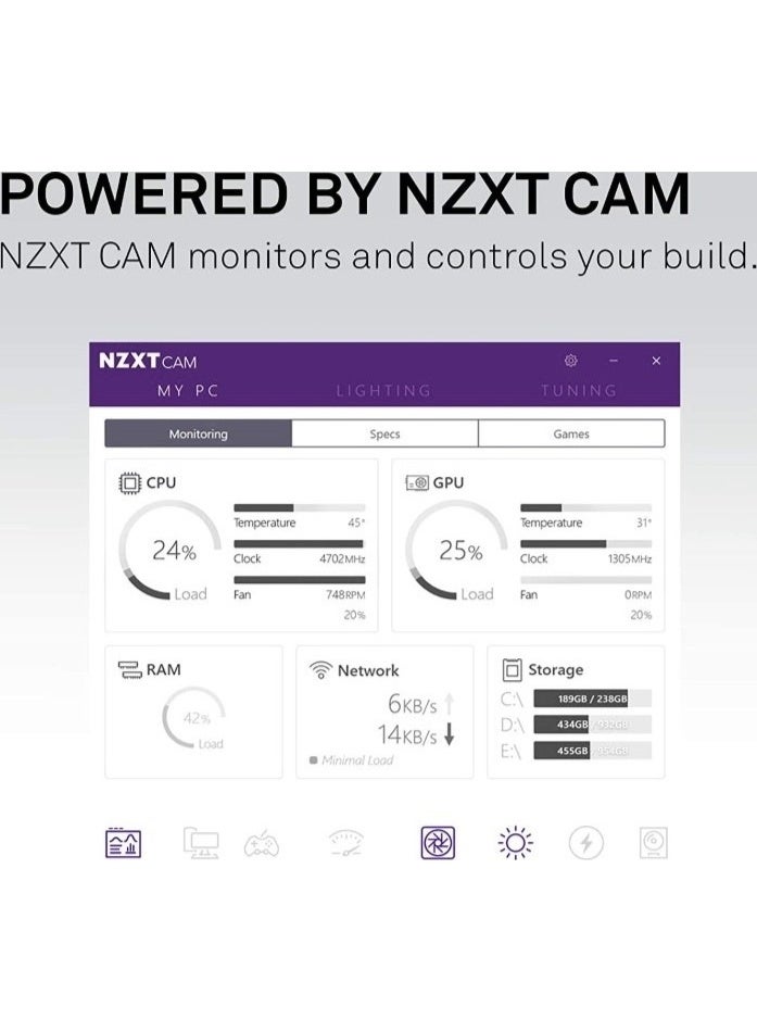 ان زد اكس تي وحدة تحكم RGB والمروحة، قناتا إضاءة RGB، ثلاث قنوات مروحة رقمية، مدعومة ببرنامج CAM V4، تثبيت مغناطيسي/فيلكرو، وحدة تحكم إضاءة داخلية للكمبيوتر الشخصي - أسود | AC-2RGBC-B1 - Image 3