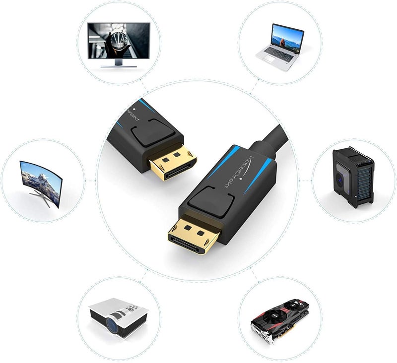KabelDirekt – كابل DisplayPort 4K و8K، 240 هرتز – 5 متر – متوفر بأطوال 1-5 متر – كابل DP لجميع توصيلات DisplayPort (DP 1.4، يحقق 8K@60 هرتز على أجهزة الكمبيوتر الشخصية وأجهزة الكمبيوتر المحمولة وشاشات الألعاب، أسود) - Image 2