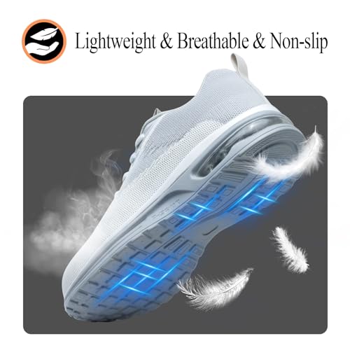 LANSNBO Steel Toe Shoes for Women Lightweight Breathable Safety Work Sneakers Non Slip Puncture Proof Utility Slip On Footwear for Industrial Construction（Hui Bai 38 - Image 4
