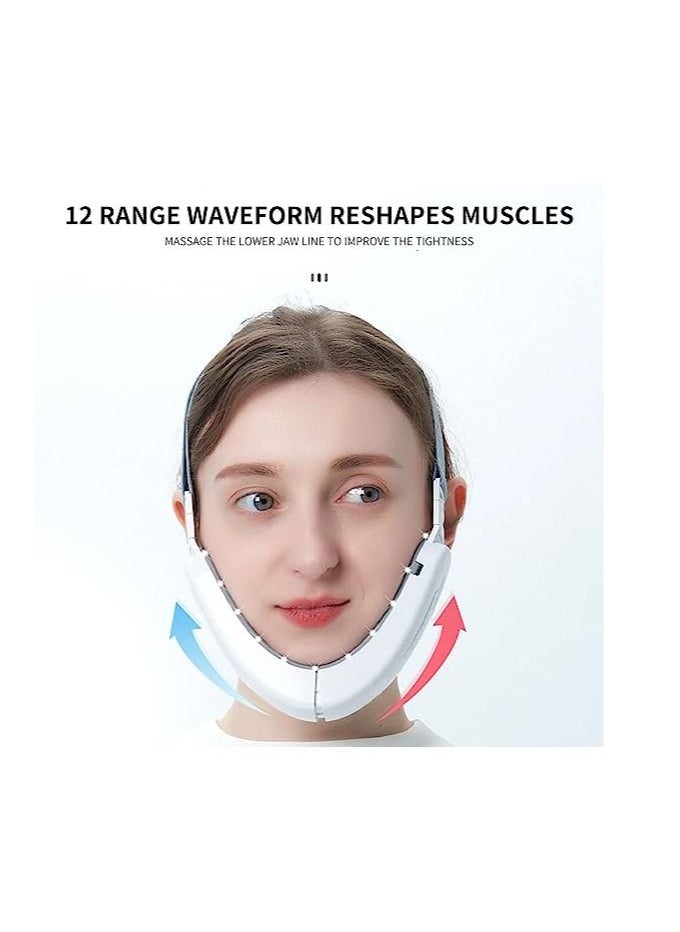 Generic - Double Chin Reducing Machine, Beauty Belt with Facial Lifting Device, Portable Intelligent V-Shaped Face Massager with Blue Light, 6 Facial Massage Modes, and 12 Intensity Levels. - Image 1
