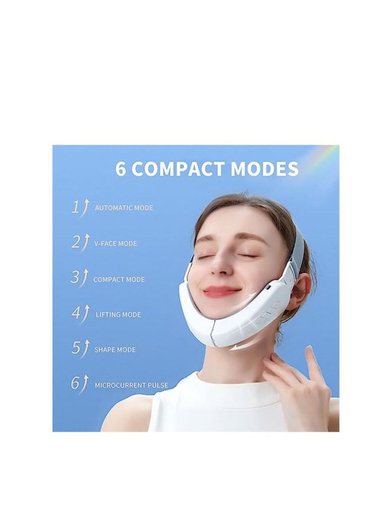 Generic - Double Chin Reducing Machine, Beauty Belt with Facial Lifting Device, Portable Intelligent V-Shaped Face Massager with Blue Light, 6 Facial Massage Modes, and 12 Intensity Levels. - Image 1