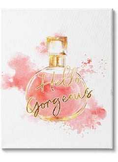 Stupell Industries Stupell Industries Hello Gorgeous Fashion Cosmetic Perfume Bottle Pink Watercolor, Designed by Ziwei Li Canvas Wall Art, 16 x 20, White 