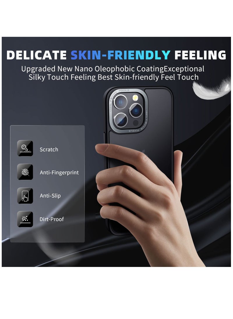 KASTWAVE Designed for iPhone 14 Pro Max Case, Military Grade Drop Protection, Translucent Matte Skin-friendly PC Back, Advanced Metal Camera Protection Ring, Anti-Scratch Anti-Fingerprint (Black, 6.7 Inch) - Image 3