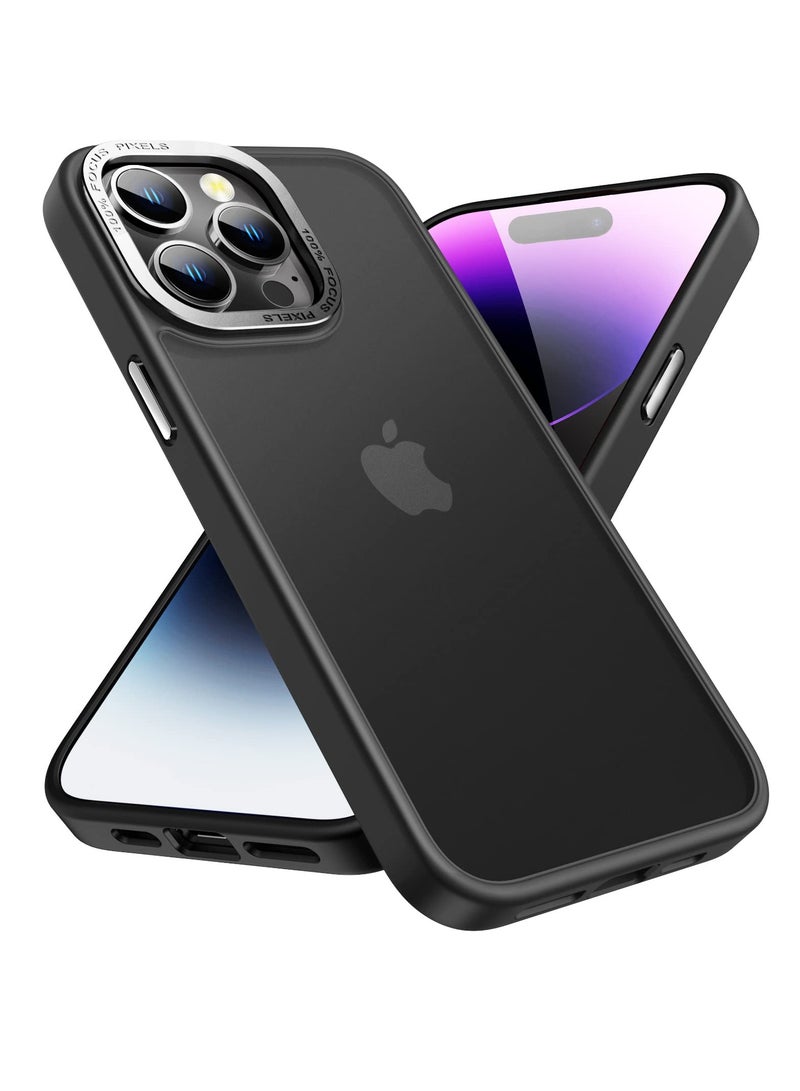 KASTWAVE Designed for iPhone 14 Pro Max Case, Military Grade Drop Protection, Translucent Matte Skin-friendly PC Back, Advanced Metal Camera Protection Ring, Anti-Scratch Anti-Fingerprint (Black, 6.7 Inch) - Image 1