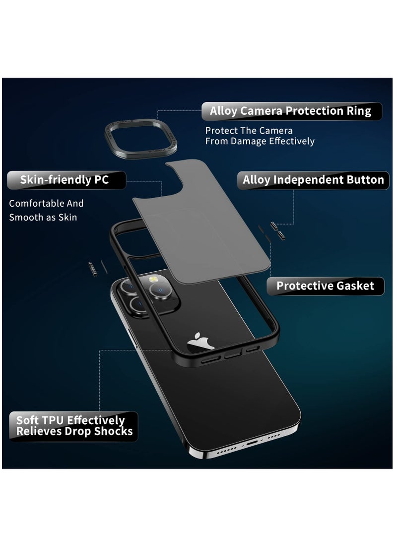 KASTWAVE Designed for iPhone 14 Pro Max Case, Military Grade Drop Protection, Translucent Matte Skin-friendly PC Back, Advanced Metal Camera Protection Ring, Anti-Scratch Anti-Fingerprint (Black, 6.7 Inch) - Image 2