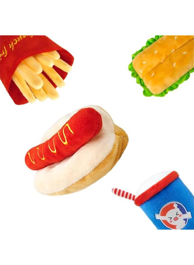 Dog Toy Squeaky Dog Toys,Interactive Dog Toys Dog Chew Toys Stuffed Dog Teething Toys for Large Medium Small Dog,Fast Food Dog Toys Squeaky Toys Dog Toys to Keep Them Busy (Hot Dog)