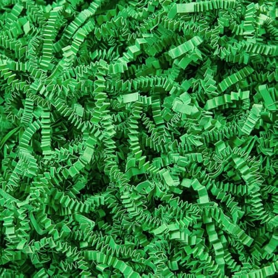 1 LB Crinkle Cut Paper Shred Filler Green Crinkle Paper Shredded Paper for Gift Box - Gift Basket Filler - Gift Box Stuffing for Xmas Holiday Packaging Wrapping