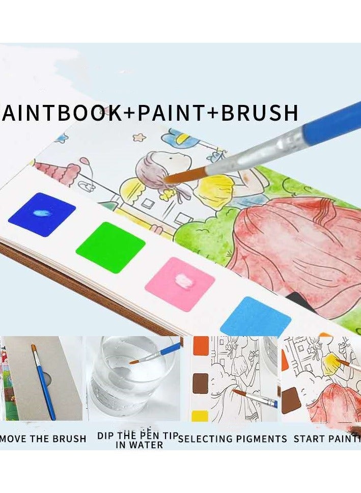 12 Page Forest Adventure Coloring Book for Kids, Watercolor Coloring Book with Brushes and Paints Kids Party Favor (Ages 3+) - Image 2