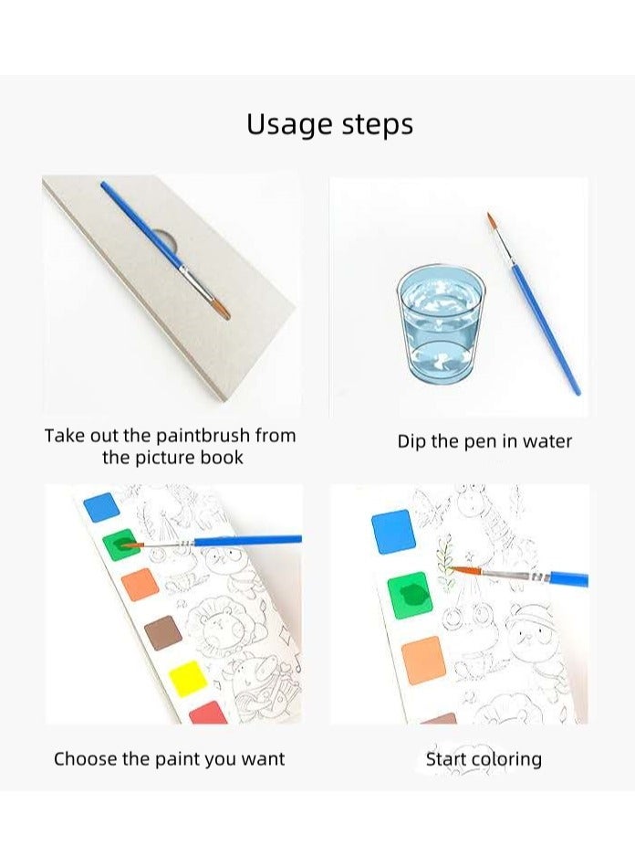 12 Page Forest Adventure Coloring Book for Kids, Watercolor Coloring Book with Brushes and Paints Kids Party Favor (Ages 3+) - Image 4