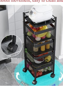 alimforyou Kitchen Cart with Wheels, 5-Tier Metal Corner Rack for Spice Rack Organization, 5 Rotating Storage Shelves for Fruits and Vegetables - Convenient and Practical  - Image 2