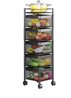alimforyou Kitchen Cart with Wheels, 5-Tier Metal Corner Rack for Spice Rack Organization, 5 Rotating Storage Shelves for Fruits and Vegetables - Convenient and Practical  - Image 1